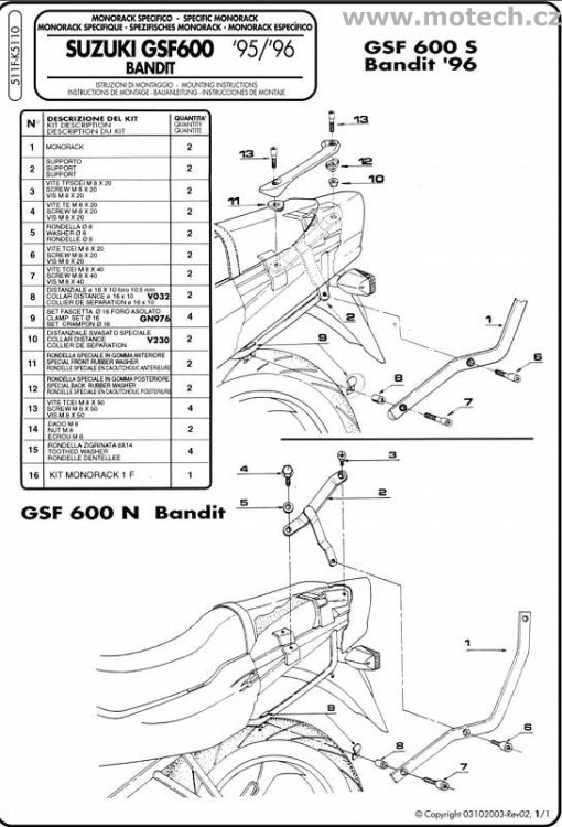 K5110 - nosič horního kufru Kappa - SUZUKI GSF 1200 Bandit (96-99) - Kliknutím na obrázek zavřete