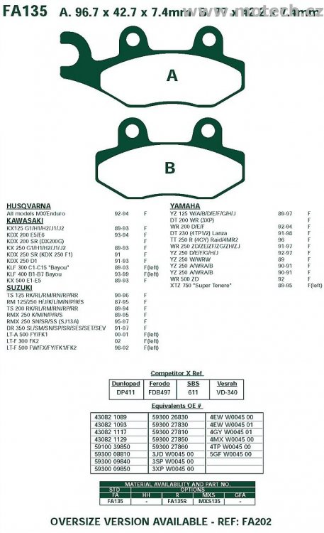 Brzdové destičky EBC - FA135R - Kliknutím na obrázek zavřete