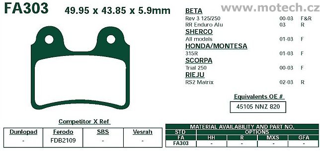 Brzdové destičky EBC - FA303 - Kliknutím na obrázek zavřete