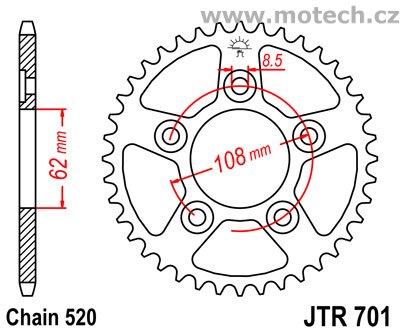 Rozeta JTR701-39 pro: APRILIA RS 125 - Kliknutím na obrázek zavřete