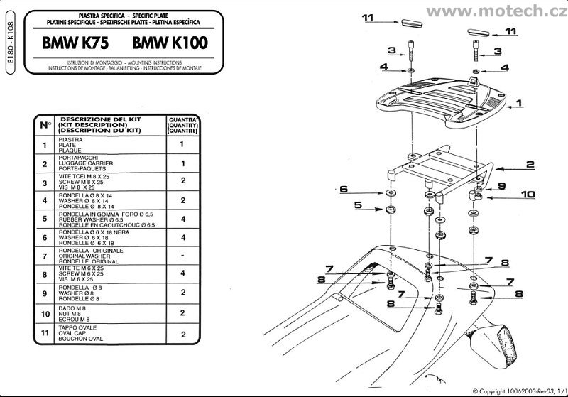 K108 - nosič horního kufru Kappa - BMW K 100 (90) - Kliknutím na obrázek zavřete