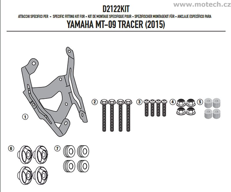 D2122KIT - montážní sada plexi Kappa - YAMAHA MT-09 850 Tracer (15-16) - Kliknutím na obrázek zavřete