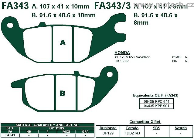 Brzdové destičky EBC - FA343 - Kliknutím na obrázek zavřete