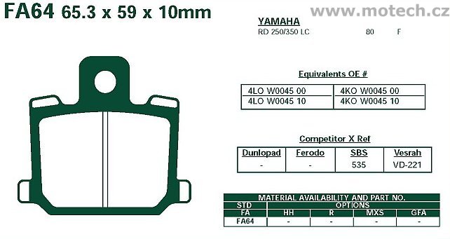 Brzdové destičky EBC - FA64 - Kliknutím na obrázek zavřete