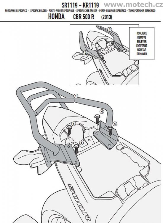 Nosič kufru - plotna monokey Kappa - KR1119 - HONDA CBR 500 R (13) - Kliknutím na obrázek zavřete