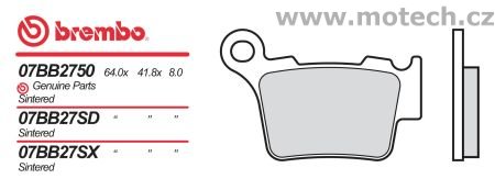 Brzdové destičky Brembo - BRM 07BB27TT - Kliknutím na obrázek zavřete