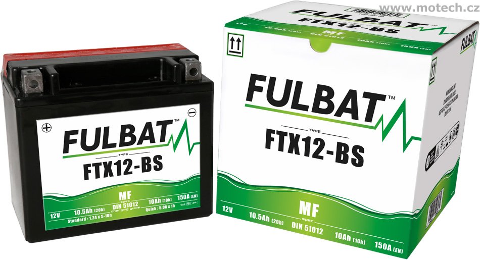 Bezúdržbová baterie FULBAT FTX12-BS (YTX12-BS) - Kliknutím na obrázek zavřete