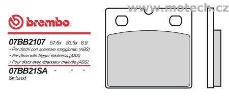 Brzdové destičky Brembo - BRM 07BB2107 - Kliknutím na obrázek zavřete