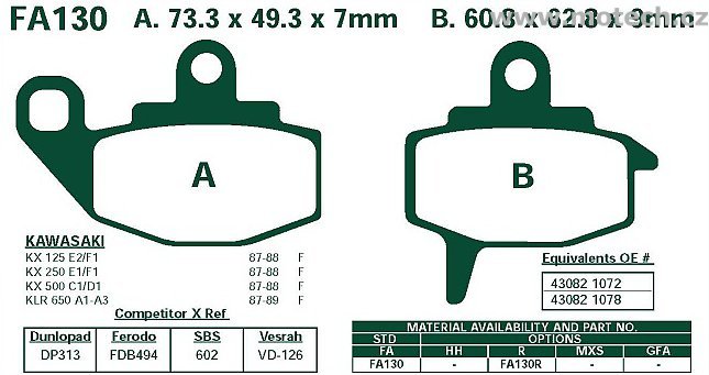 Brzdové destičky EBC - FA130 - Kliknutím na obrázek zavřete