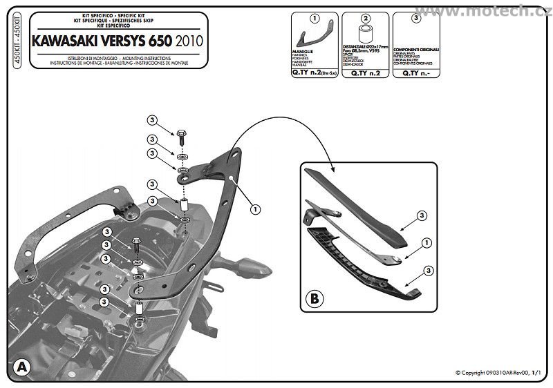 Montážní sada 450KIT - KAWASAKI Versys 650 (10-13) - Kliknutím na obrázek zavřete