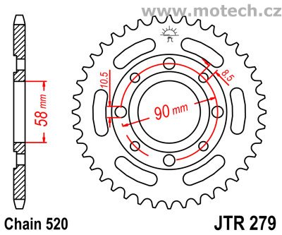 Rozeta JTR279-35 pro: HONDA CB 200 - Kliknutím na obrázek zavřete