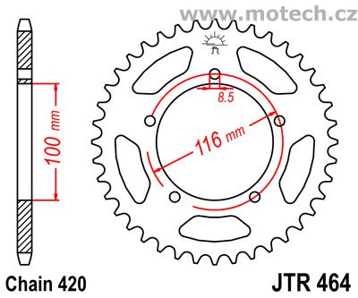 Rozeta JTA464-44 pro: KAWASAKI KX 60/RM60 - Kliknutím na obrázek zavřete