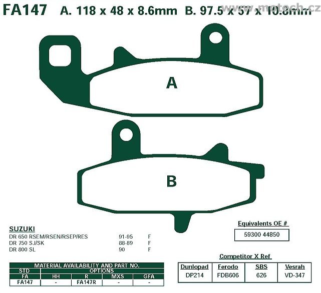 Brzdové destičky EBC - FA147 - Kliknutím na obrázek zavřete