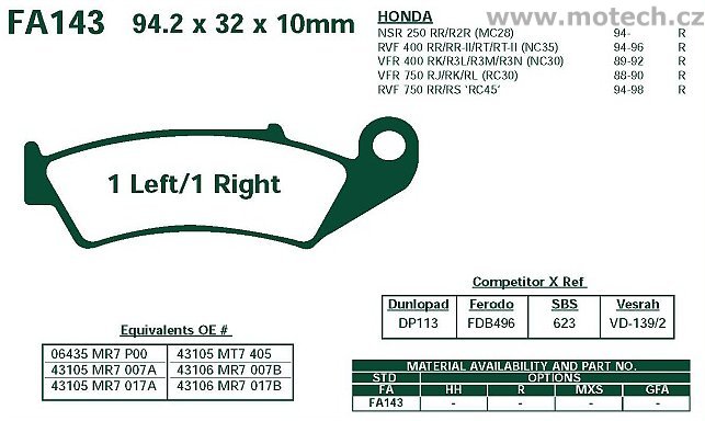 Brzdové destičky EBC - FA143 - Kliknutím na obrázek zavřete