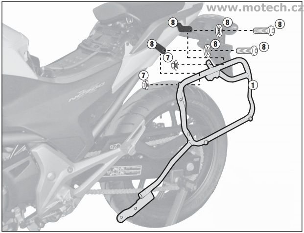 KLX1121 - boční nosiče pro kufry V35/K33 - HONDA CB 500 X (13) - Kliknutím na obrázek zavřete