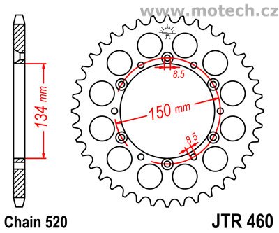 Rozeta JTR460-42 pro: KAWASAKI KLX 250 - Kliknutím na obrázek zavřete