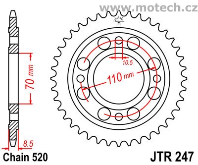 Rozeta JTR247-36 pro: HONDA CB 400N (B/C) - Kliknutím na obrázek zavřete