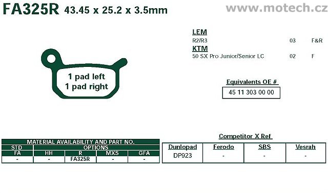 Brzdové destičky EBC - FA325R - Kliknutím na obrázek zavřete