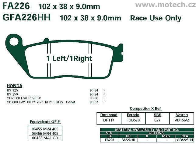 Brzdové destičky EBC - FA226 - Kliknutím na obrázek zavřete