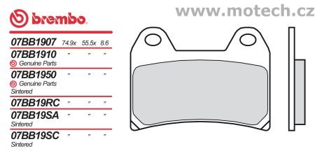 Brzdové destičky Brembo - BRM 07BB1907 - Kliknutím na obrázek zavřete