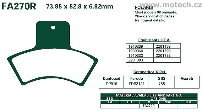 Brzdové destičky EBC - FA270R - Kliknutím na obrázek zavřete