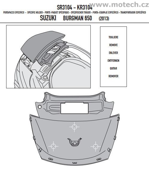 Nosič kufru - plotna monokey Kappa - KR3104 - SUZUKI 650 Burgman (13) - Kliknutím na obrázek zavřete