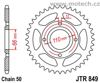Rozeta JTR849-38 pro: YAMAHA RD 400 - Kliknutím na obrázek zavřete