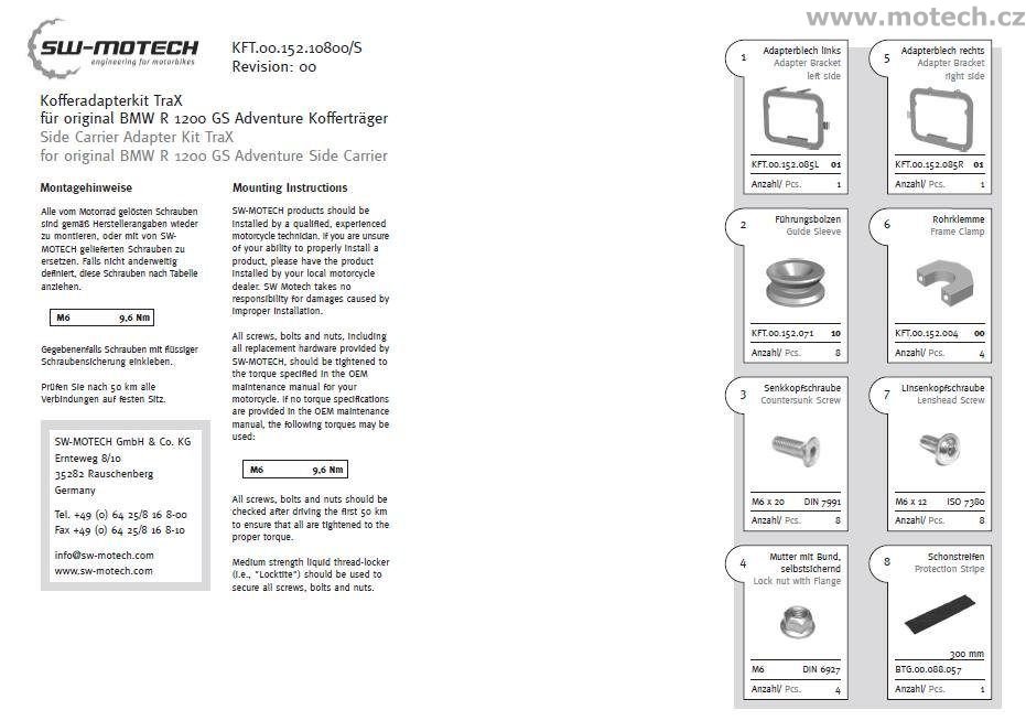 SW MOTECH - Adapter TRAX pro originál nosiče BMW R 1200 GS /Adventure - Kliknutím na obrázek zavřete