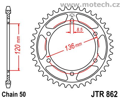 Rozeta JTR862-38 pro: YAMAHA RD 500LC - Kliknutím na obrázek zavřete