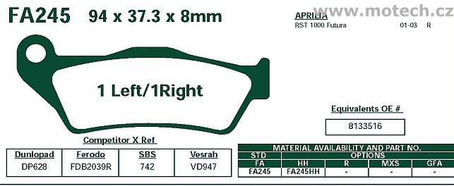 Brzdové destičky EBC - FA245 - Kliknutím na obrázek zavřete