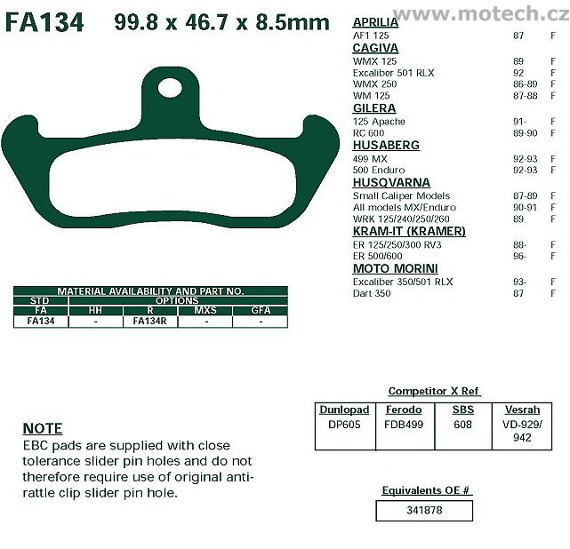 Brzdové destičky EBC - FA134 - Kliknutím na obrázek zavřete