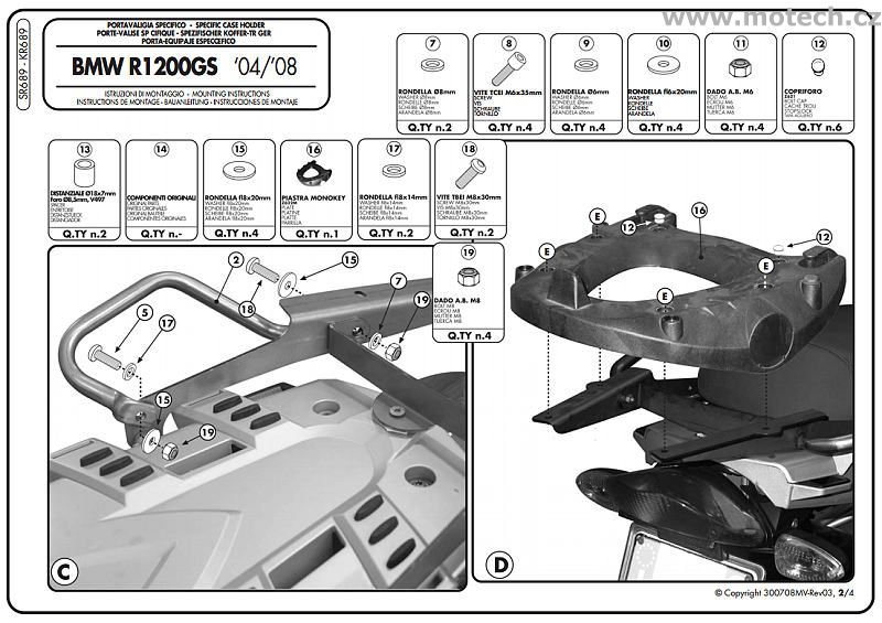 Nosič kufru - plotna monokey Kappa - KR689 - BMW R 1200 GS (04-12) - Kliknutím na obrázek zavřete