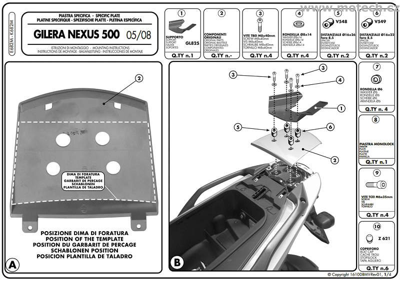 K682M - nosič horního kufru Kappa - GILERA Nexus 125 250 300 500 (06-14) - Kliknutím na obrázek zavřete