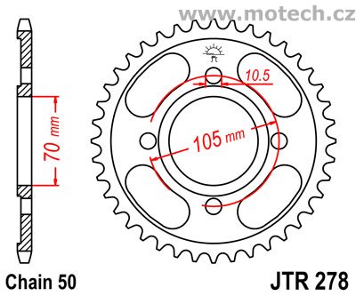 Rozeta JTR278-38 pro: HONDA CB 350/400F - Kliknutím na obrázek zavřete