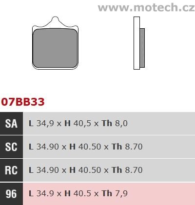 Brzdové destičky Brembo - BRM 07BB33RC - Kliknutím na obrázek zavřete