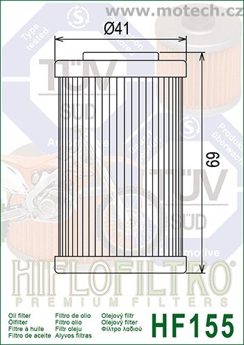 Olejový filtr HF155 pro POLARIS 450 Outlaw MXR 1.filtr - Kliknutím na obrázek zavřete