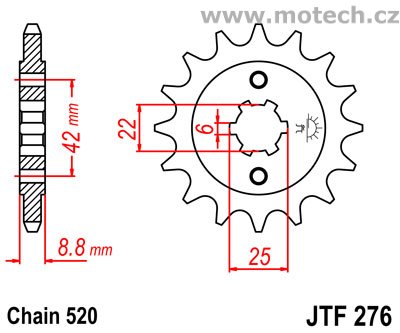 Kolečko JTF276-16 pro: HONDA CB 400N (B-D/CM) DID520 - Kliknutím na obrázek zavřete