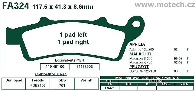 Brzdové destičky EBC - FA324 - Kliknutím na obrázek zavřete