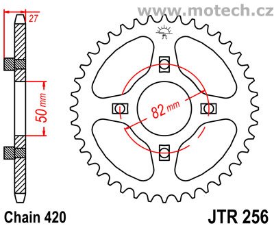 Rozeta JTR256-43 pro: HONDA CB 50/SS 50 - Kliknutím na obrázek zavřete