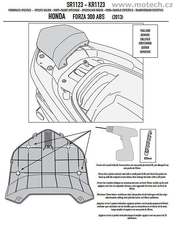 Nosič kufru - plotna monokey Kappa - KR1123 - HONDA Forza 300 ABS (13) - Kliknutím na obrázek zavřete