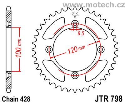 Rozeta JTA798-52 pro: SUZUKI RM 80/RM85 - Kliknutím na obrázek zavřete