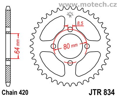 Rozeta JTR834-48 pro: YAMAHA RD 50 - Kliknutím na obrázek zavřete