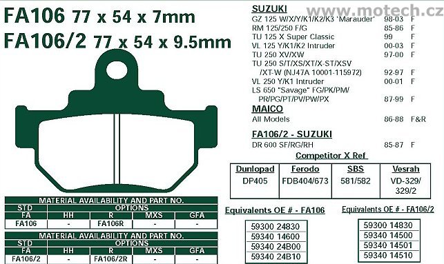 Brzdové destičky EBC - FA106/2R - Kliknutím na obrázek zavřete