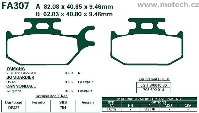 Brzdové destičky EBC - FA307R - Kliknutím na obrázek zavřete