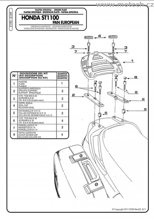K109 - nosič horního kufru Kappa - HONDA ST 1100 Pan European ST1100 - Kliknutím na obrázek zavřete