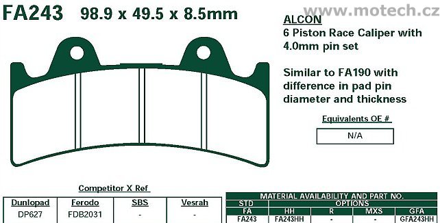 Brzdové destičky EBC - FA243 - Kliknutím na obrázek zavřete