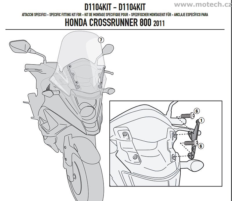 D1104KIT - montážní sada plexi Kappa - HONDA Crossrunner 800 (11-14) - Kliknutím na obrázek zavřete