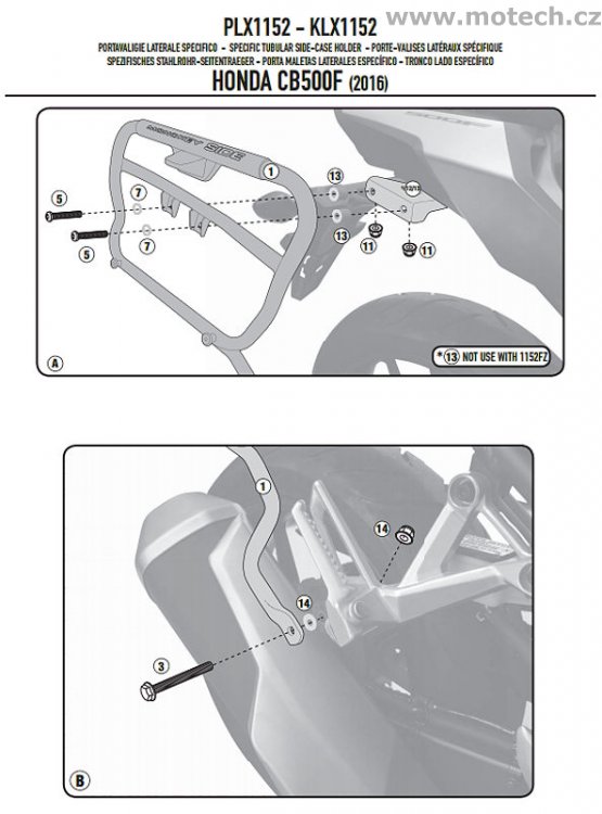 KLX1152 - boční nosiče pro kufry V35/K33 - HONDA CB 500 F (16) - Kliknutím na obrázek zavřete