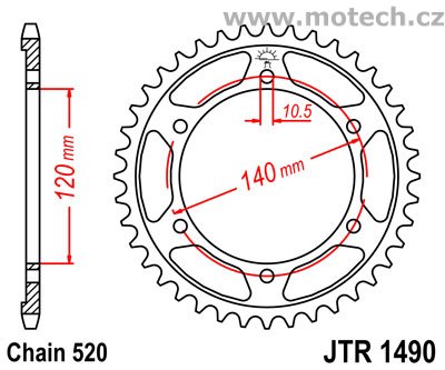 Rozeta JTR1490-42 pro: KAWASAKI EN 500C - Kliknutím na obrázek zavřete