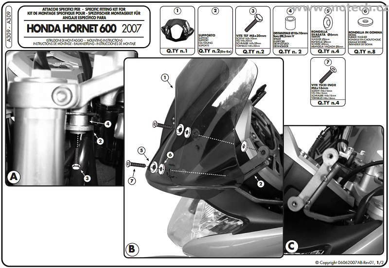 KA309 - plexi kouřové Kappa - HONDA CB 600 F Hornet (07-10) - Kliknutím na obrázek zavřete